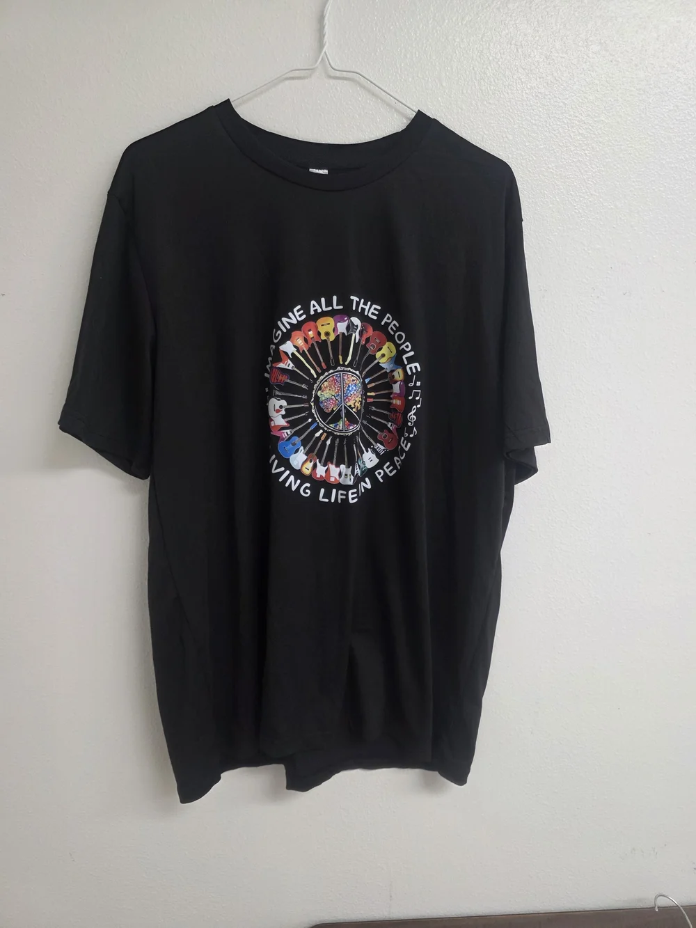 Source Unknown Black Graphic Peace Sign Short Sleeve Tee (0532)